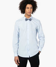 GEMO Chemise homme coupe droite unie - Repassage facile Bleu