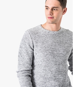 pull homme en maille fantaisie a col rond gris5742301_2