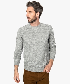 GEMO Pull homme en coton fin avec finitions bord-côte Gris