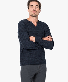 pull manches longues et petit col v a boutons bleu5743301_1