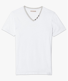 tee-shirt a manches courtes et col v constrastant blanc tee-shirts5753601_4