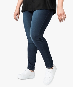 GEMO Jegging femme en denim stretch aspect délavé Bleu