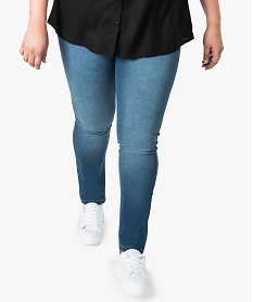 GEMO Jegging femme en denim stretch aspect délavé Gris