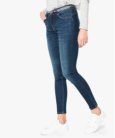 GEMO Jean stretch avec ceinture tressée Bleu