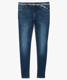 jean stretch avec ceinture tressee bleu pantalons jeans et leggings5763101_4