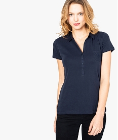 polo femme en jersey a manches courtes et col chemise bleu tee-shirts tops et debardeurs5788801_1