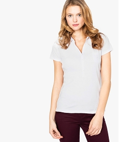 polo femme en jersey a manches courtes et col chemise blanc tee-shirts tops et debardeurs5789001_1