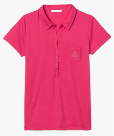 polo femme en jersey a manches courtes et col chemise rose tee-shirts tops et debardeurs5789101_4