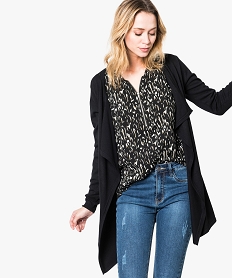 GEMO Gilet long ouvert noir standard