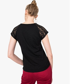 tee-shirt femme a manches courtes en dentelle noir5798101_3