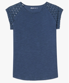 tee-shirt femme a manches courtes en dentelle bleu5798201_4
