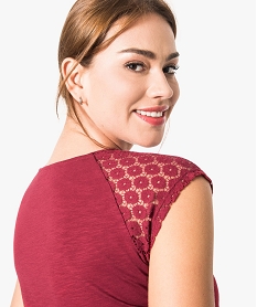 tee-shirt femme a manches courtes en dentelle rouge5798401_2