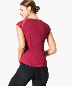 tee-shirt femme a manches courtes en dentelle rouge5798401_3