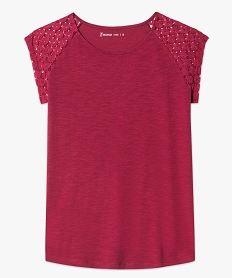 tee-shirt femme a manches courtes en dentelle rouge5798401_4