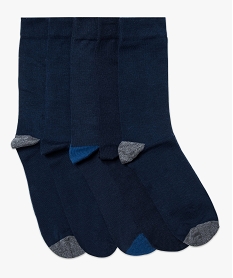 GEMO Lot de 5 paires de chaussettes hautes bicolores Bleu