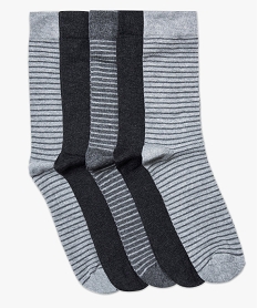 lot de 5 paires de chaussettes hautes rayees gris chaussettes5865601_1