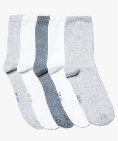 GEMO Lot de 5 paires de chaussettes mi-hautes unies Gris