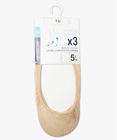 GEMO Lot x 3 paires de protège-pieds unis beige standard
