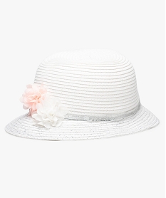 GEMO Chapeau cloche avec fleurs en tissu Blanc