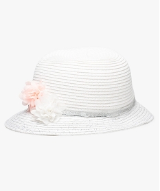 chapeau cloche avec fleurs en tissu blanc5869501_1