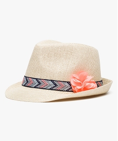 chapeau trilby avec ruban et fleur en voile beige5877501_1