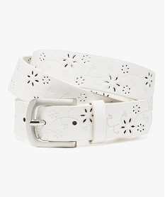 GEMO Ceinture avec motifs fleuris ajourés Blanc