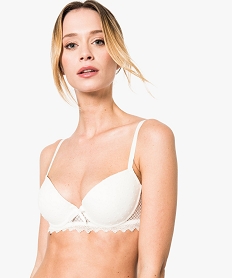 GEMO Soutien-gorge à armatures motif plumetis et dentelle Beige