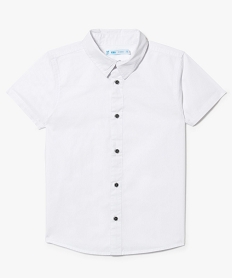 chemise garcon unie en popeline de coton a manches courtes blanc5956801_2