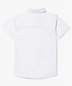 chemise garcon unie en popeline de coton a manches courtes blanc5956801_3