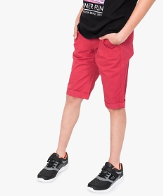 GEMO Bermuda garçon coloris uni coupe slim Rouge
