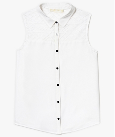GEMO Chemise fluide bimatière sans manches Blanc