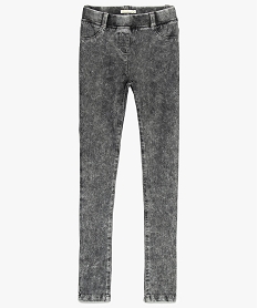 GEMO Jegging fille bleached avec passants Gris