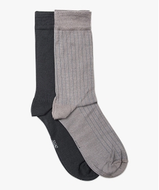 chaussettes homme hautes en fil decosse (lot de 2) gris chaussettes6043801_1