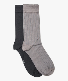 GEMO Chaussettes homme hautes en fil dÉcosse (lot de 2) Gris