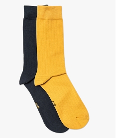 GEMO Chaussettes homme hautes en fil dÉcosse (lot de 2) Jaune