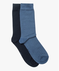 GEMO Chaussettes homme hautes en fil dÉcosse (lot de 2) Bleu