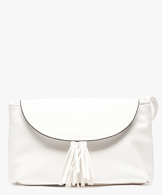 sac femme forme pochette avec rabat et detail pompon blanc6047401_1