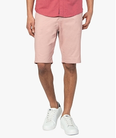 GEMO Bermuda homme en toile extensible 5 poches coupe chino Rose