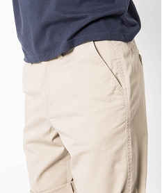 bermuda homme en toile extensible 5 poches coupe chino beige6074401_2
