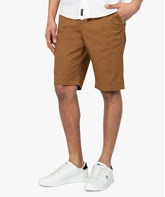 bermuda homme en toile extensible 5 poches coupe chino brun shorts et bermudas6074501_1