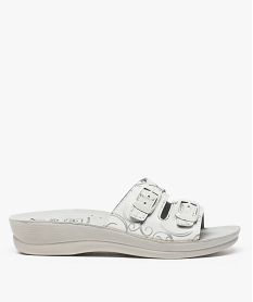 GEMO Mules femme confort avec brides à boucles - Cloggy blanc standard