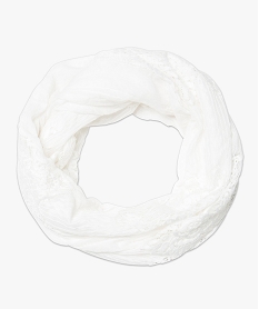 foulard snood uni avec dentelle blanc6111301_1