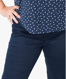 pantalon femme uni a taille elastiquee 2 poches bleu6145501_2