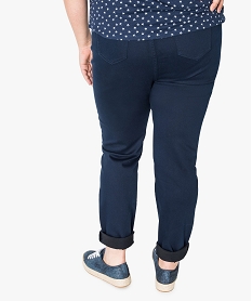 pantalon femme uni a taille elastiquee 2 poches bleu6145501_3