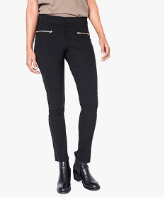 GEMO Pantalon moulant extensible avec zips dorés Noir