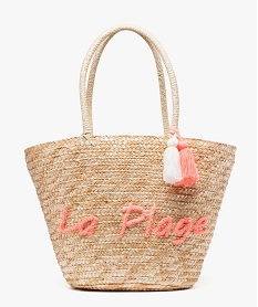 sac de plage avec pompon et inscription brodee beige6166401_1