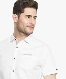 chemise manche courte en coton avec details contrastants blanc6175501_2