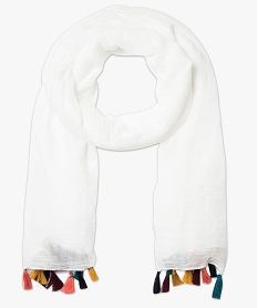 foulard uni avec pompons colores multicolore6182201_1