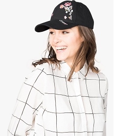 casquette en satin avec broderies fleurs noir6247201_1