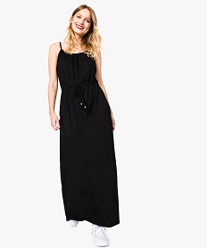 GEMO Robe femme longueur cheville avec bretelles tressées noir standard